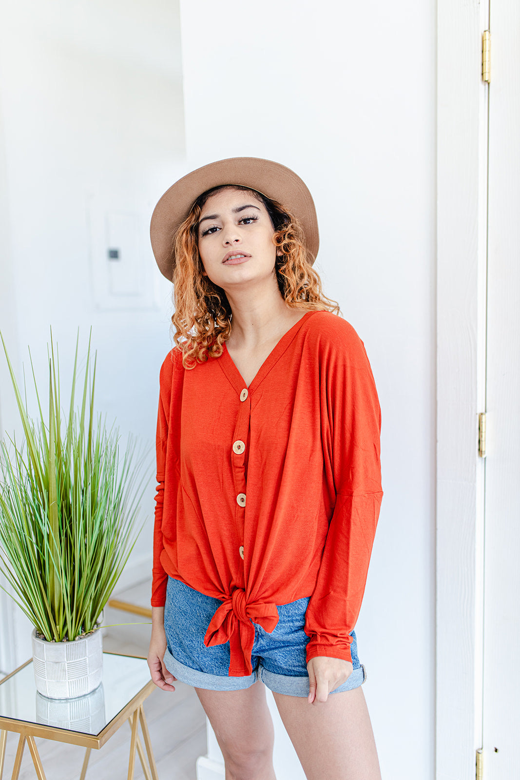 Emma Button Down Tie Tee