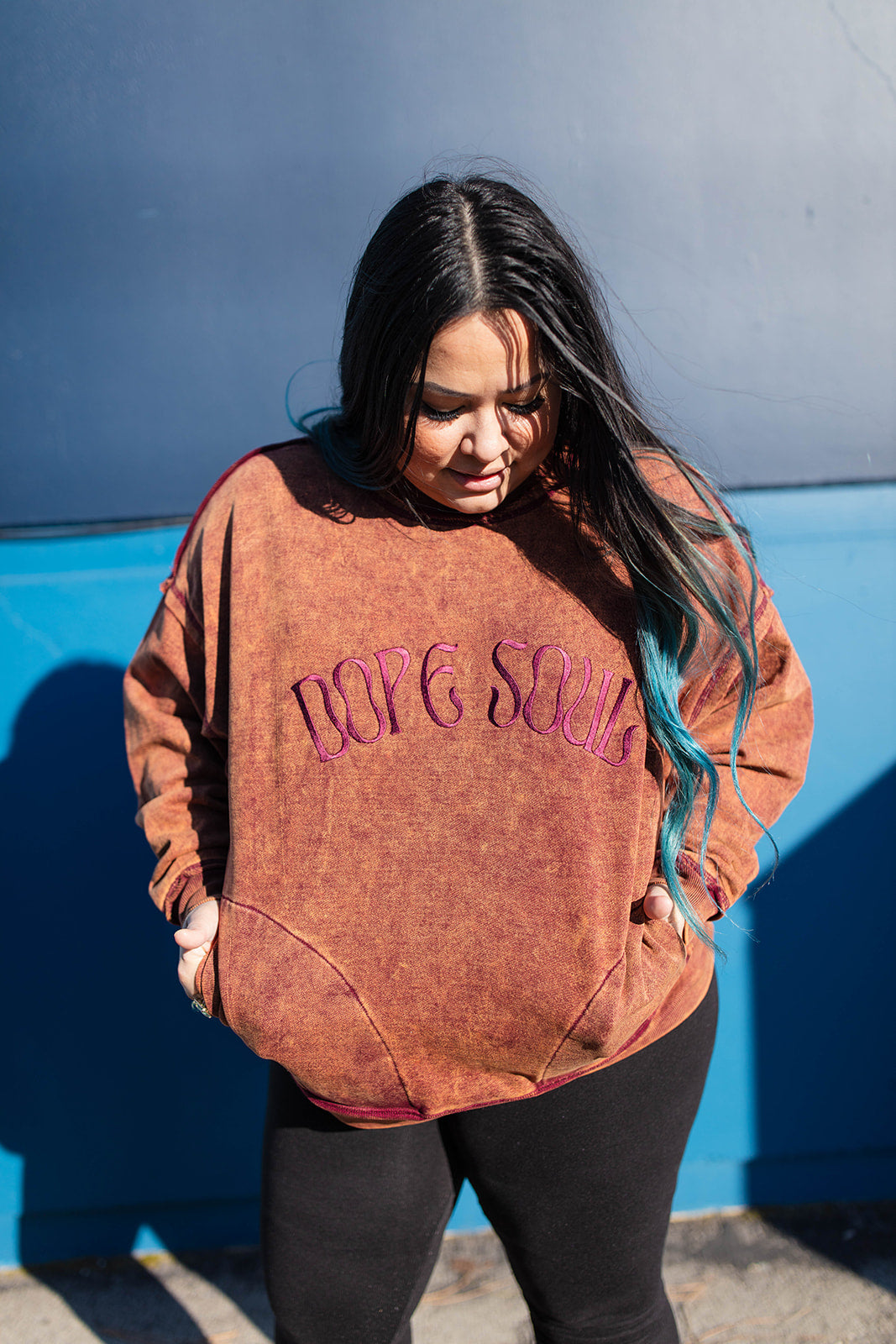 TABY ORIGINAL DESIGN: Dope Soul Acid Wash Pullover EMBROIDERED***