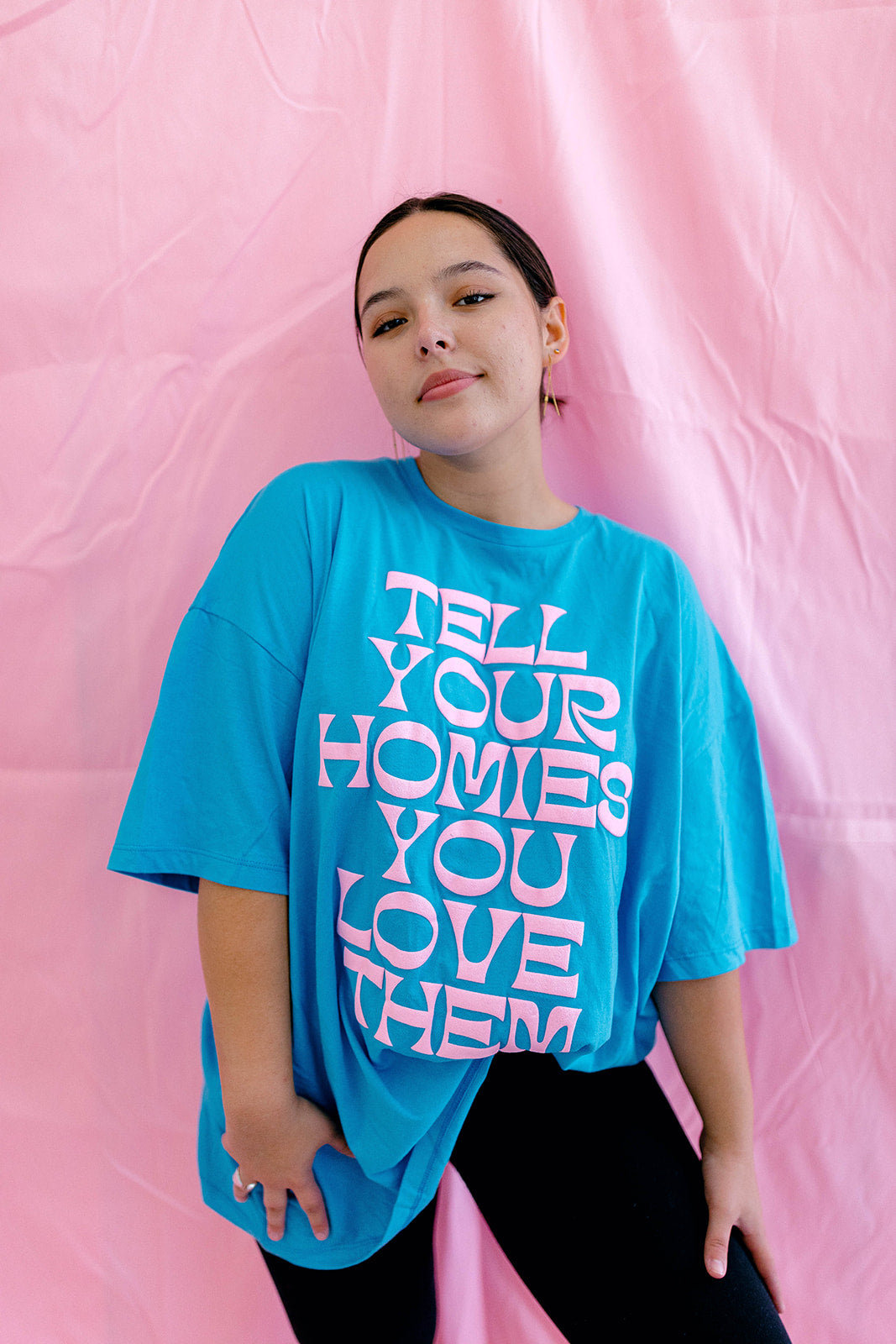 TABY ORIGINAL: Tell Your Homies You Love Them Boxy Tee EXTREME PUFF*** IN SKY BLUE*** RESTOCKED***