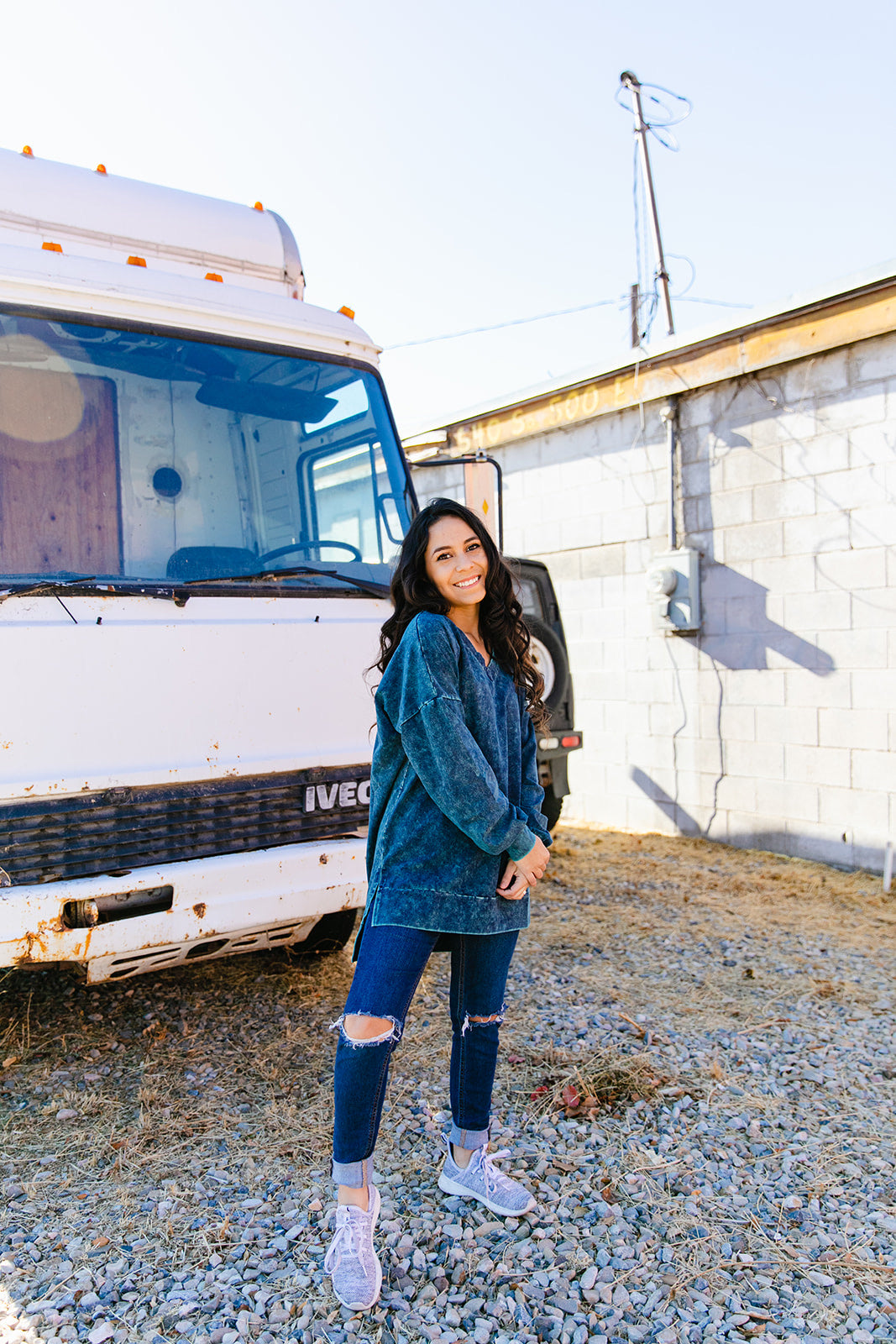 At First Sight Acid Wash Pullover IN AQUA*** RESTOCKED***