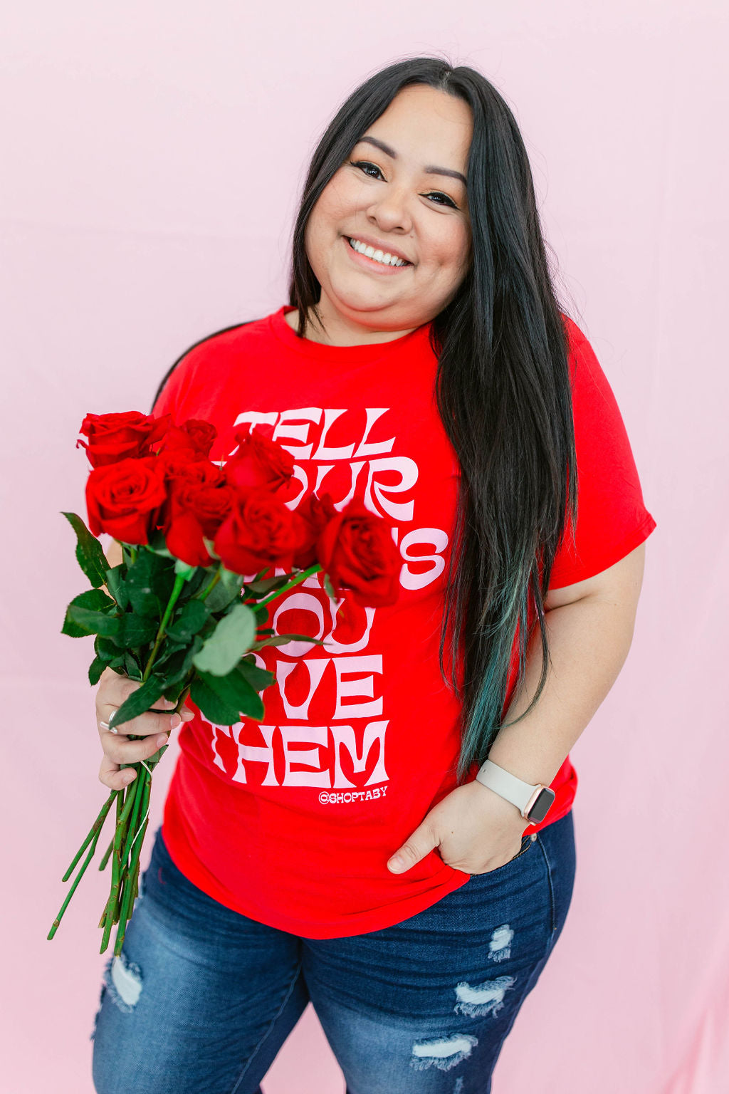 TABY ORIGINAL: Tell Your Homies You Love Them RELAXED Tee In RED***