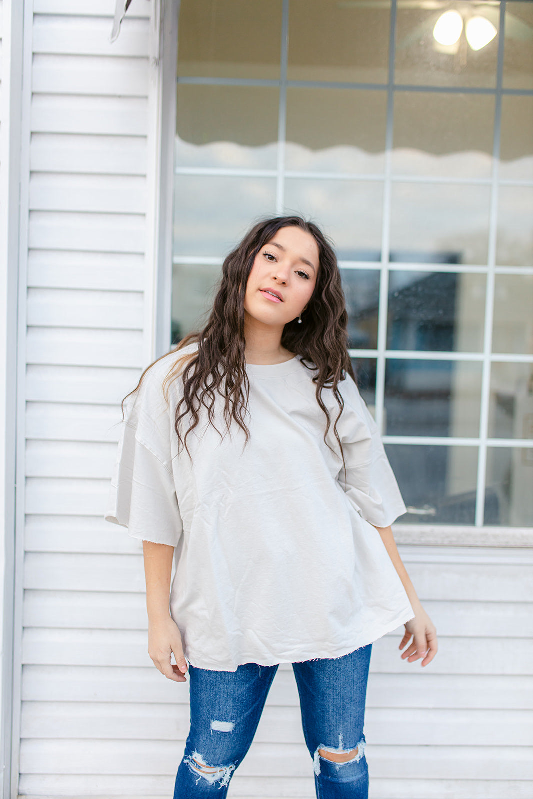 Boyfriend Boxy Knit Top In BONE***