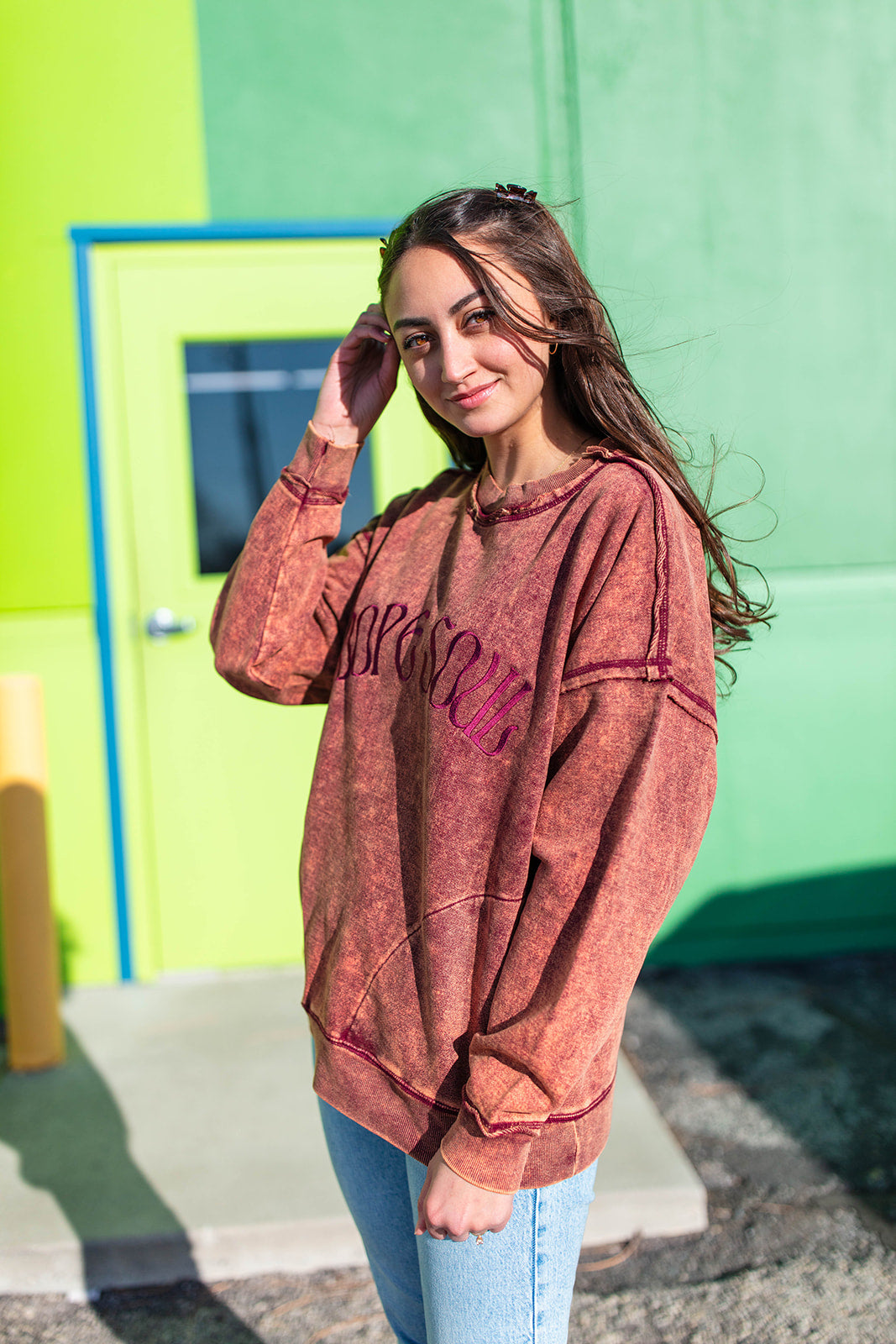 TABY ORIGINAL DESIGN: Dope Soul Acid Wash Pullover EMBROIDERED***