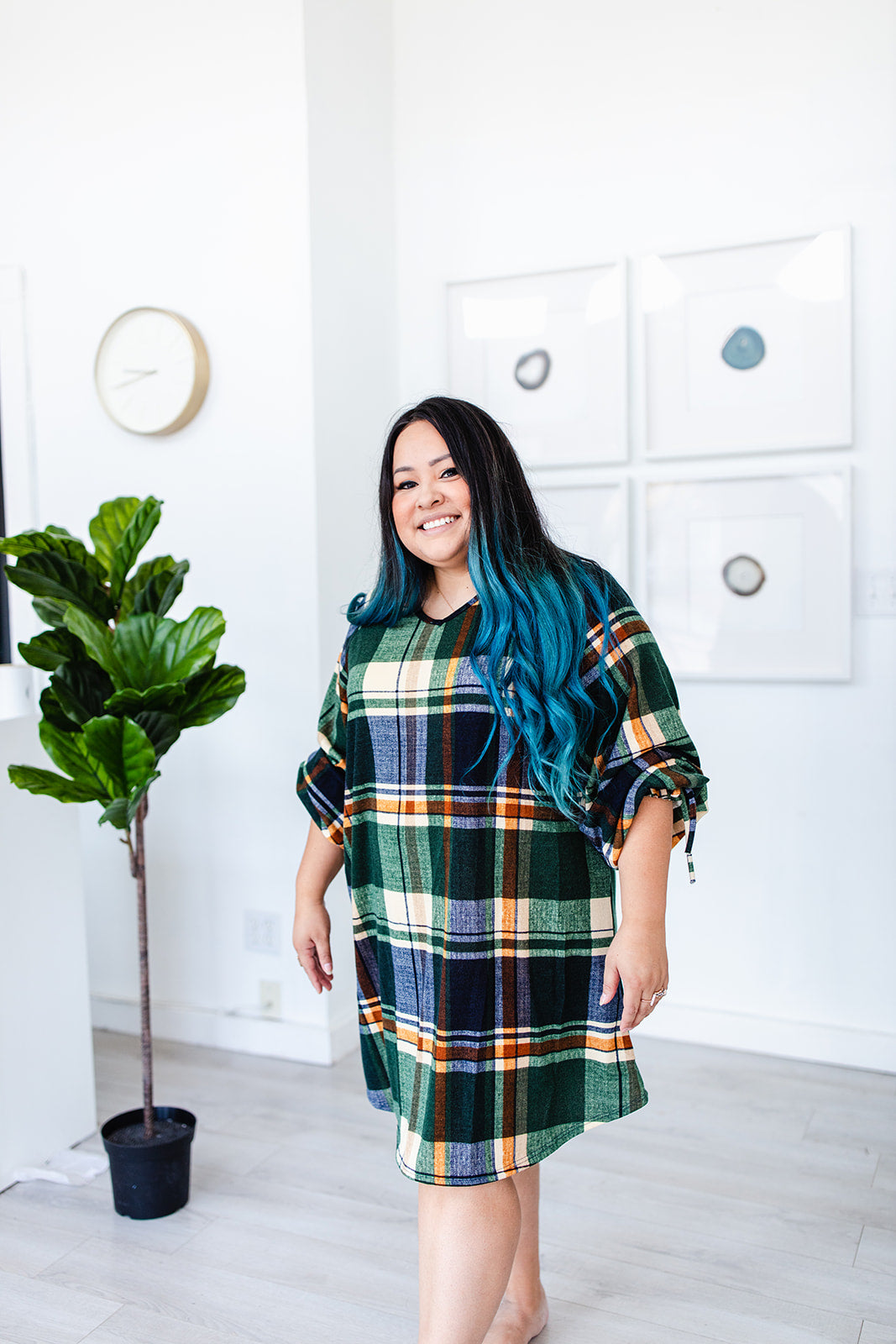Turning Heads Plaid Dress TABY'S PICK***