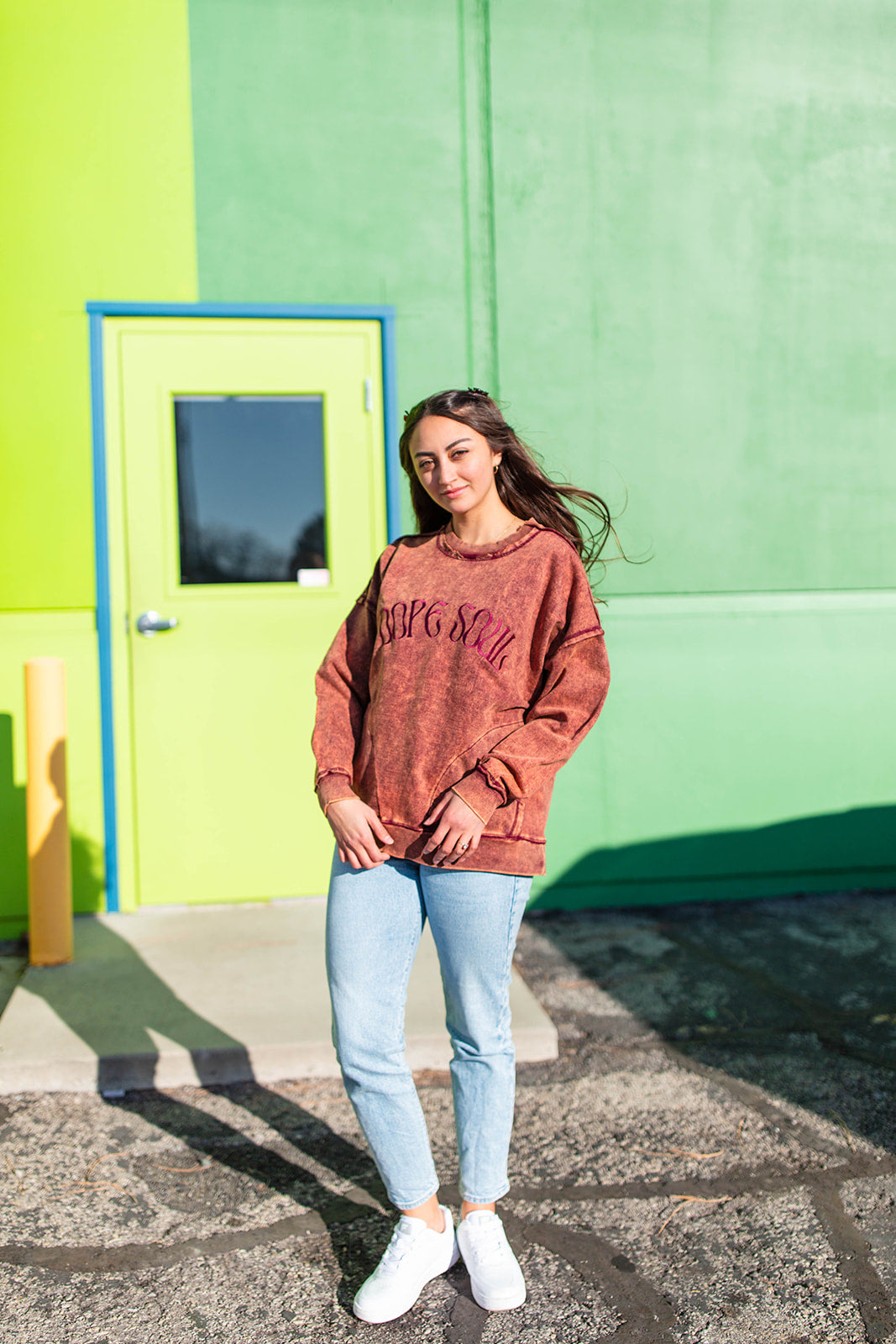 TABY ORIGINAL DESIGN: Dope Soul Acid Wash Pullover EMBROIDERED***