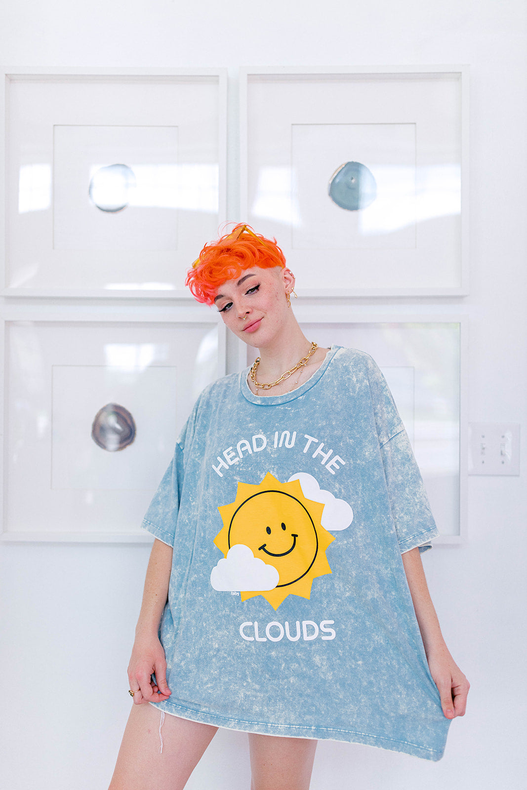 TABY ORIGINAL: Head In The Clouds Top In ICE ACID WASH+EXTREME PUFF***