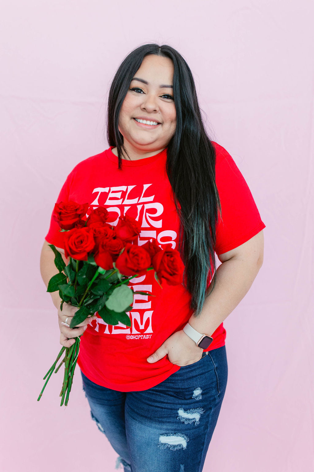 TABY ORIGINAL: Tell Your Homies You Love Them RELAXED Tee In RED***