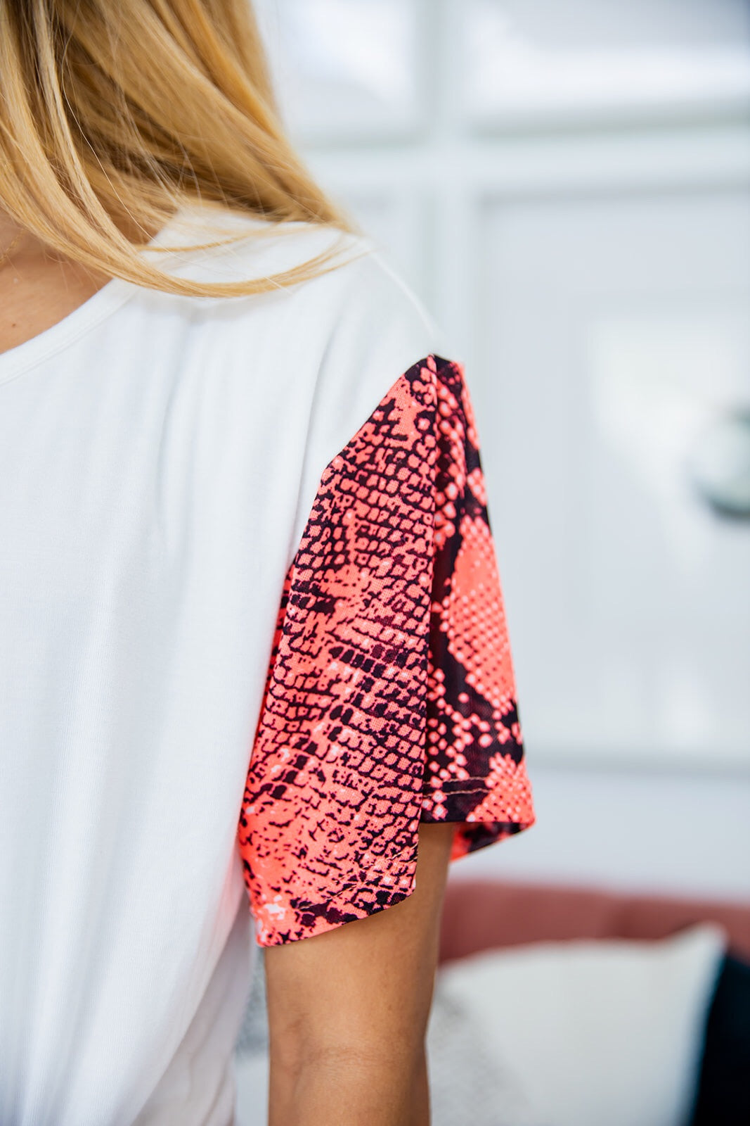 Neon Coral Snake Contrast Top