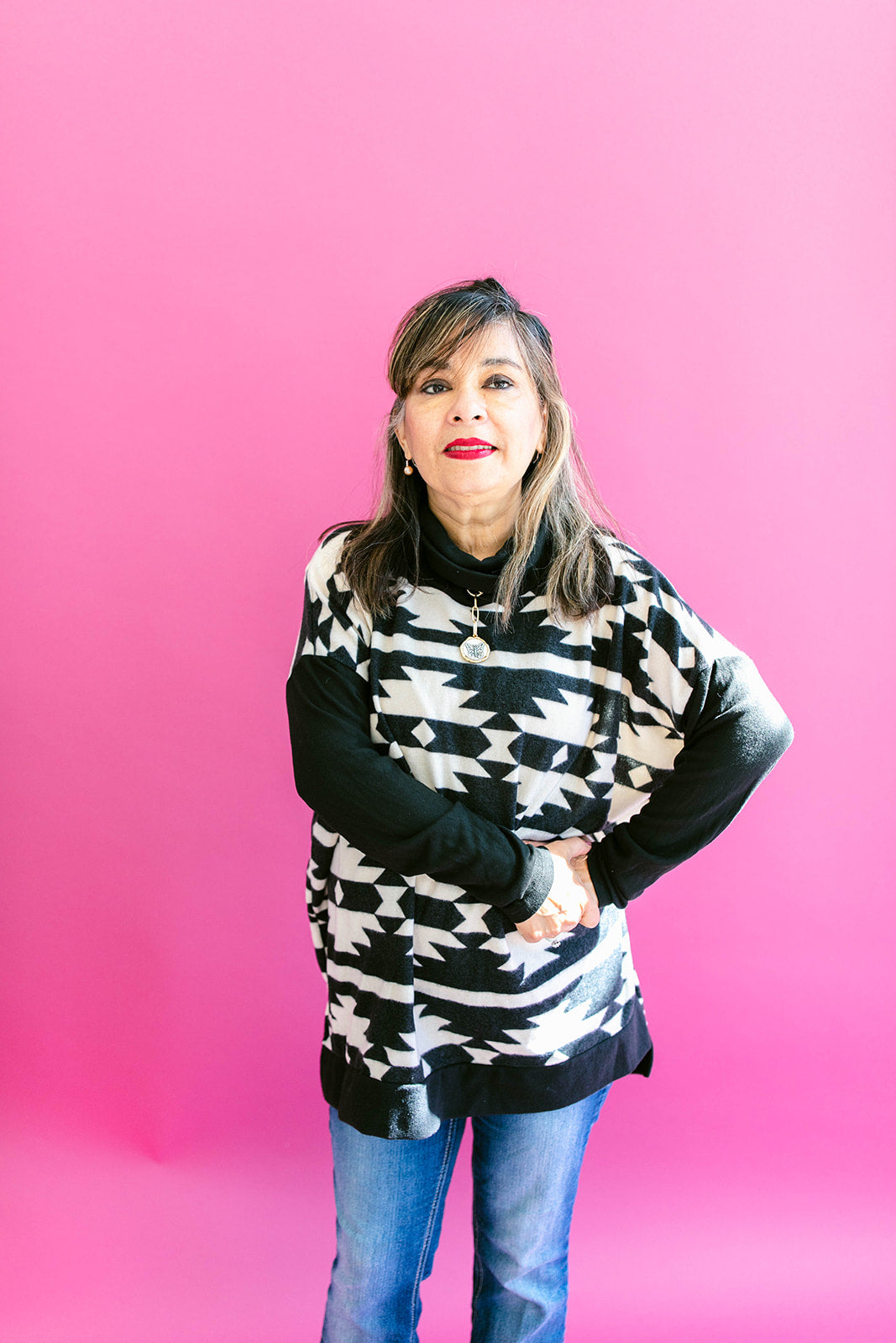 Jade Funnel Neck Sweater Top no