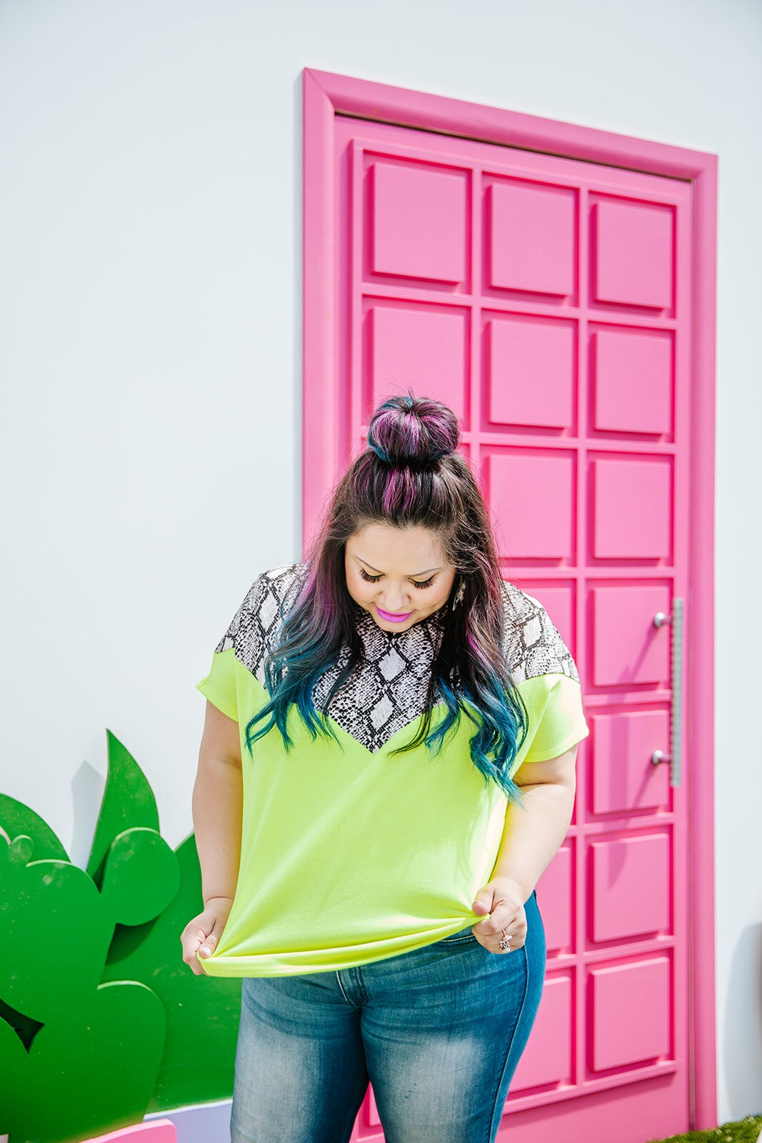 Neon Yellow Snake Yoke Tee