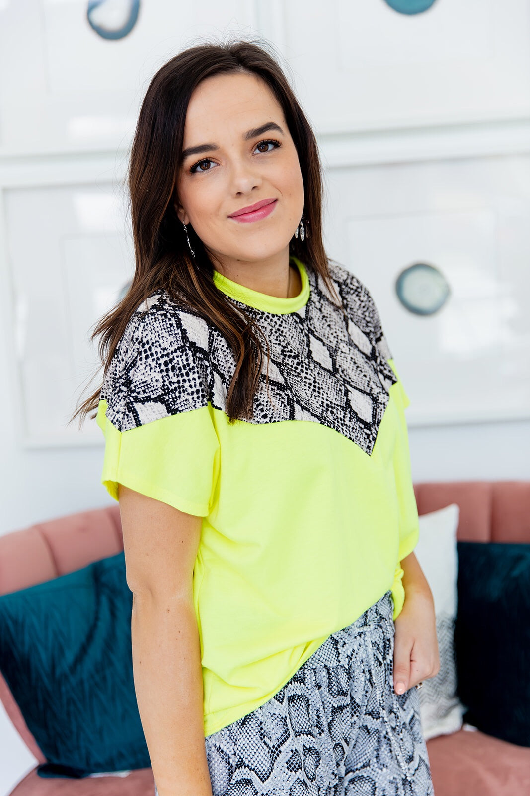 Neon Yellow Snake Yoke Tee