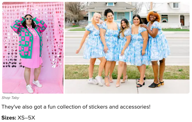 Shop Taby included in BuzzFeed list of 39 Of The Best Plus-Size Clothing Brands