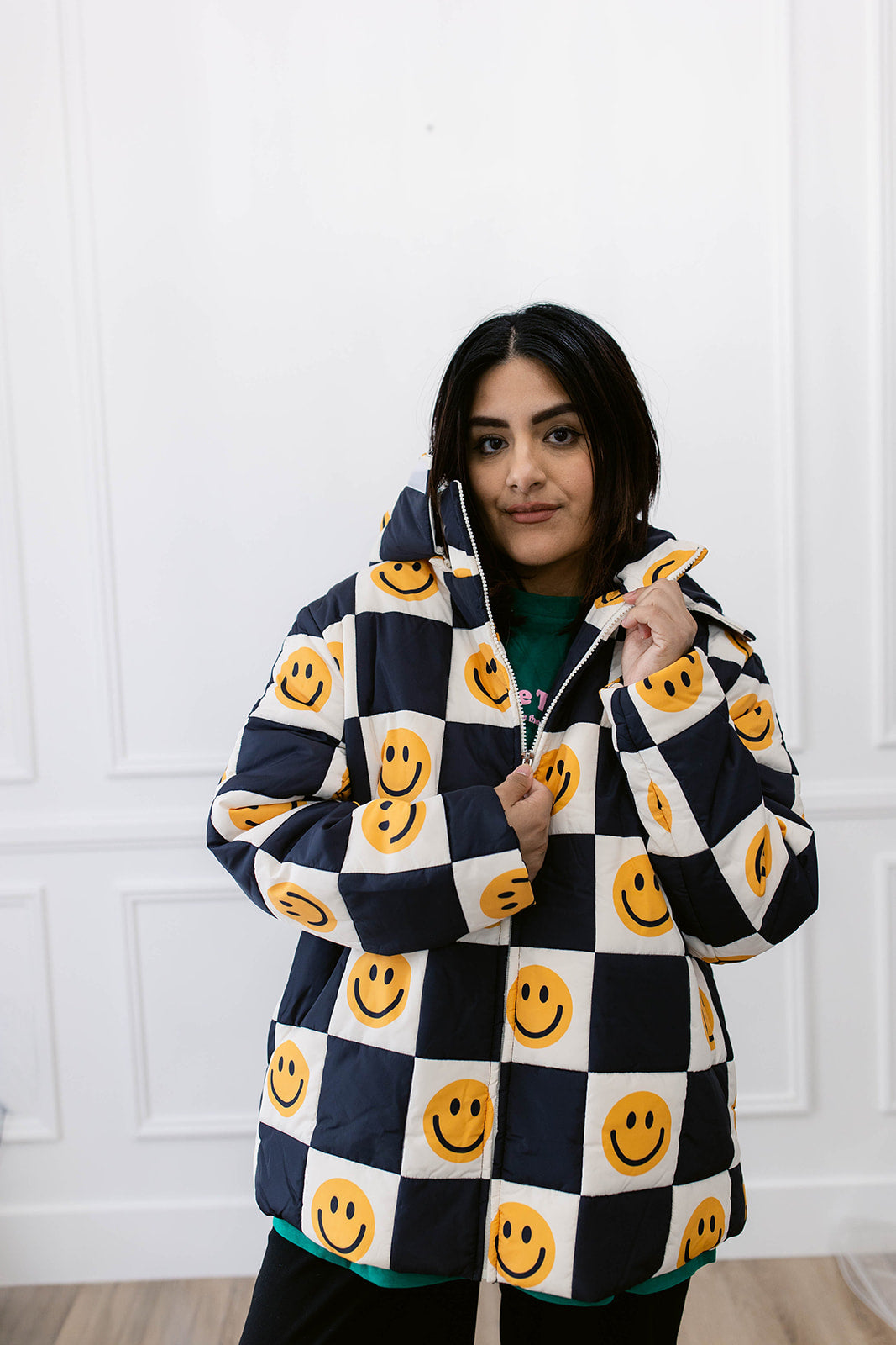 TABY ORIGINAL: Happily Checked Out Puffer Coat In Sizes XS-5X!***