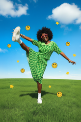 TABY ORIGINAL: Green Grid Plisse Skirt Set In Sizes XS-5X***