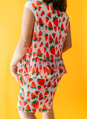 TABY ORIGINAL: Strawberry Fields Plisse Short/Vest Set In Sizes XS-5X!***
