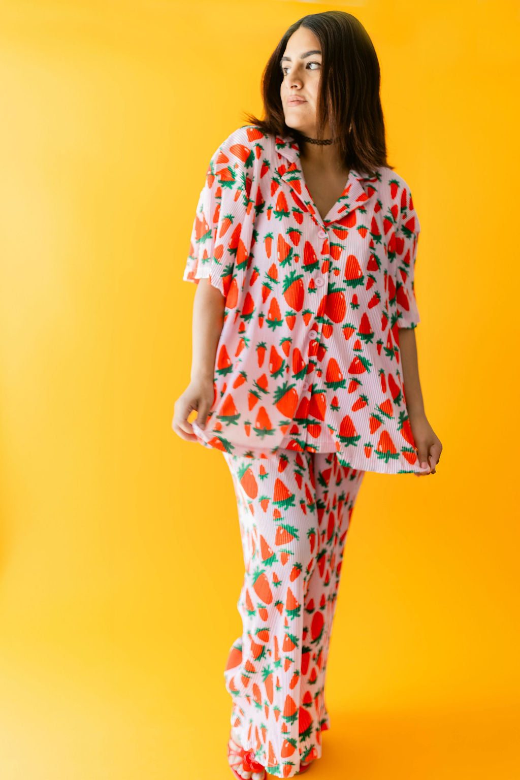 TABY ORIGINAL: Strawberry Fields Plisse Pant Set In Sizes XS-5X***