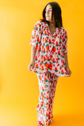 TABY ORIGINAL: Strawberry Fields Plisse Pant Set In Sizes XS-5X***