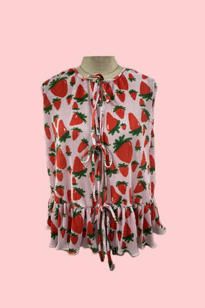TABY ORIGINAL: Strawberry Fields Plisse Short/Vest Set In Sizes XS-5X!***