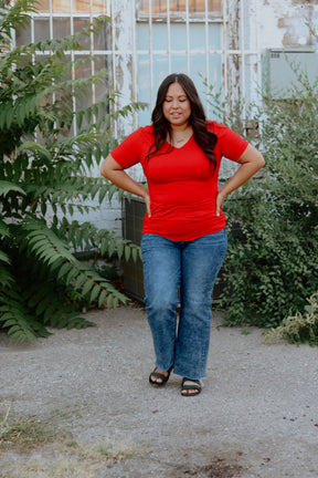 TABY ORIGINAL: Versa Tee In RED*** IN SIZES XS-5X** BUNDLE AND SAVE***