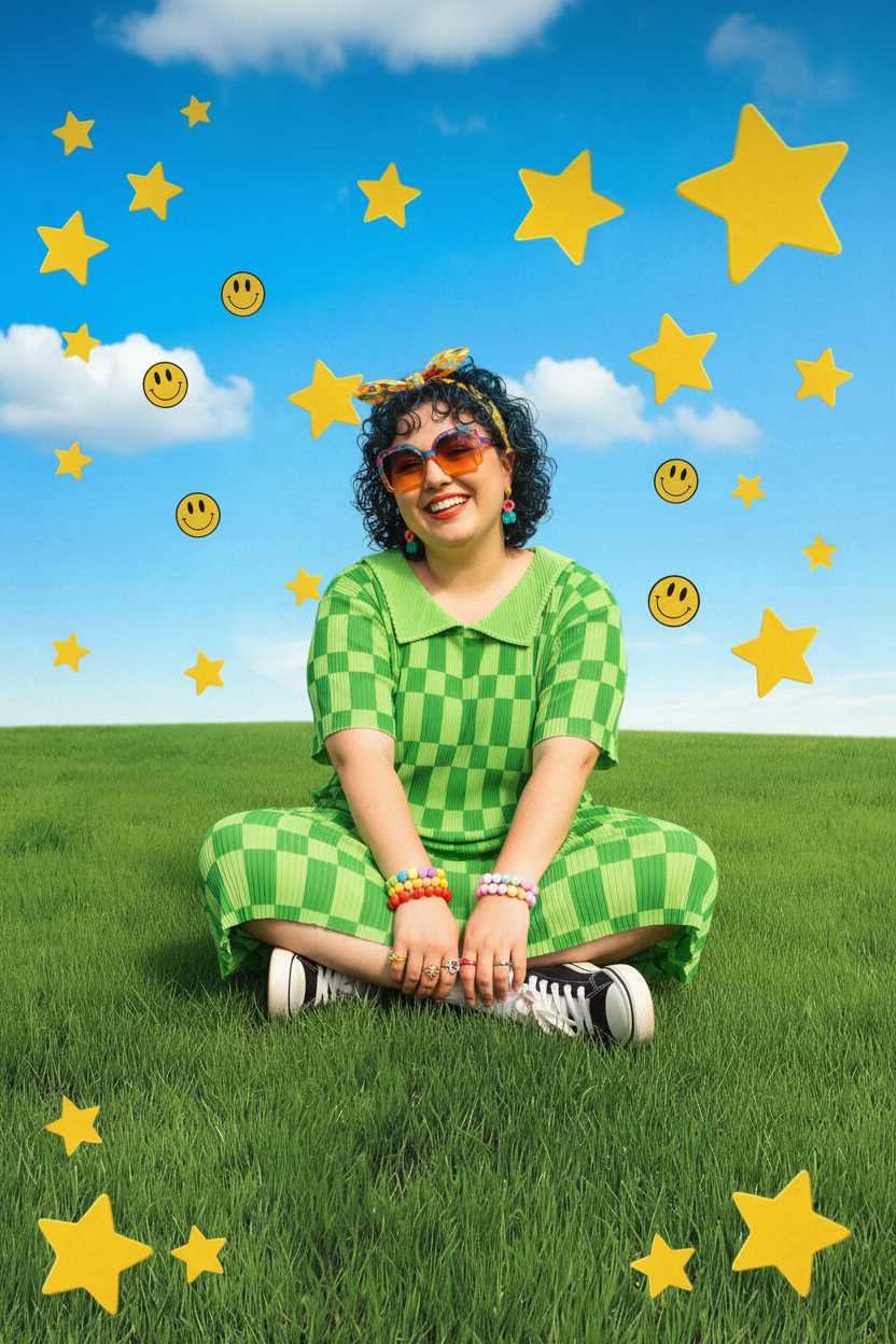 TABY ORIGINAL: Green Grid Plisse Skirt Set In Sizes XS-5X***