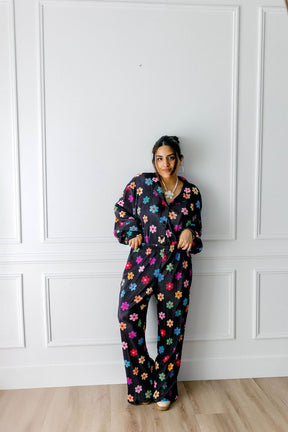 TABY ORIGINAL: Long Sleeve I Feel Bonita Plisse Pant Set In BLACK & in Sizes XS-5X***