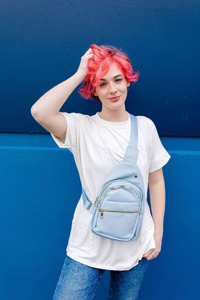 Follow Your Own Path Sling Bag In BABY BLUE***