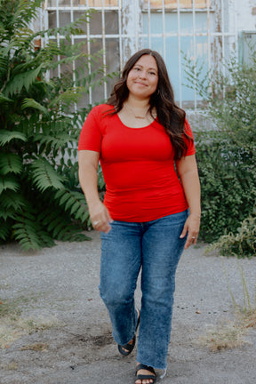 TABY ORIGINAL: Versa Tee In RED*** IN SIZES XS-5X** BUNDLE AND SAVE***