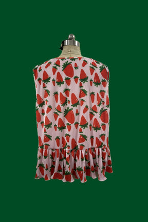 TABY ORIGINAL: Strawberry Fields Plisse Short/Vest Set In Sizes XS-5X!***