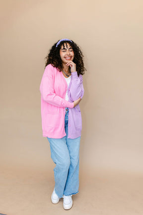 TABY ORIGINAL: The Yin To My Yang Cardigan In LAVENDER & PINK** In Sizes XS-5X!***