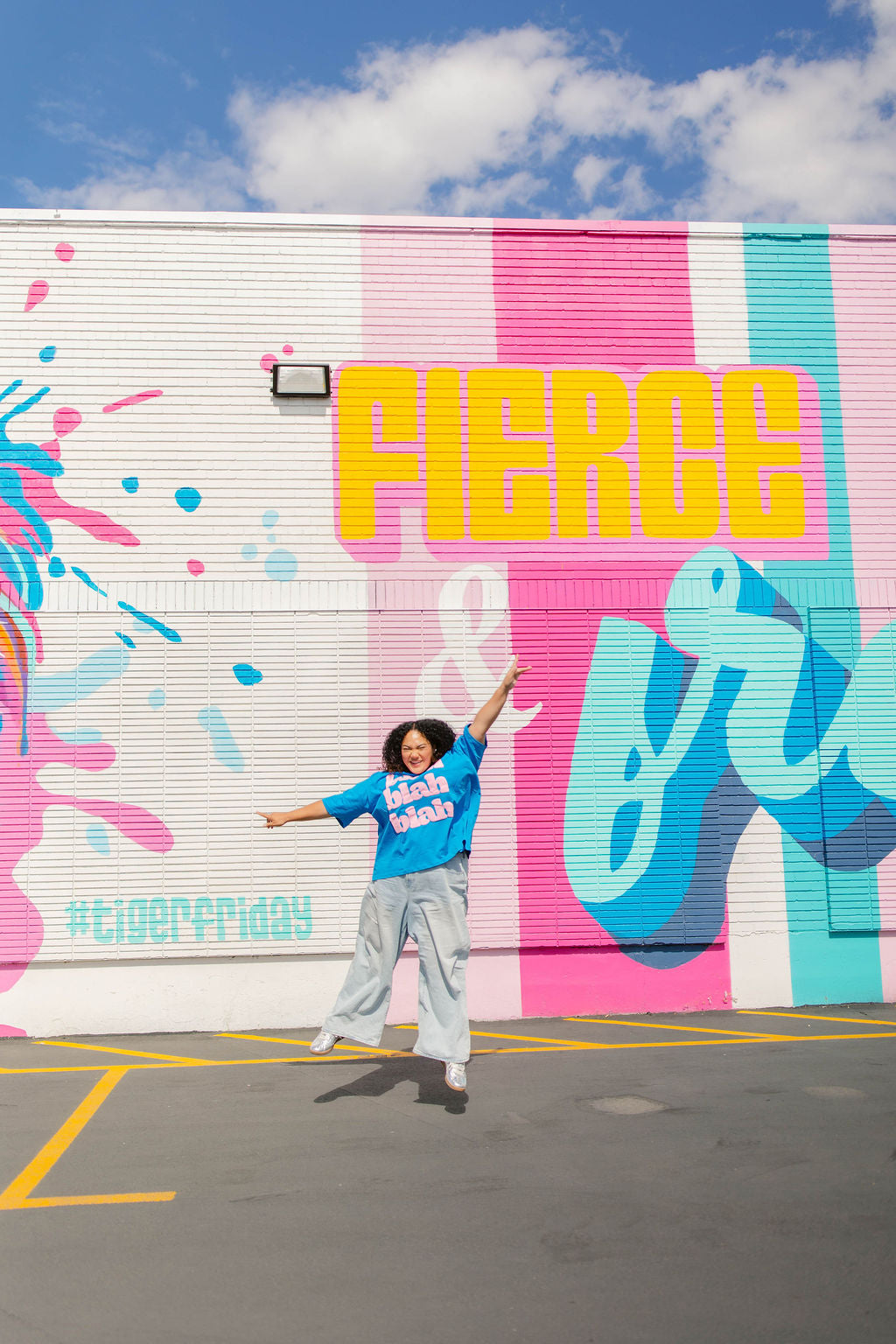 TABY ORIGINAL: BLAH BLAH  Boxy Tee In HAWAII BLUE*** 2 sided flippable neckline***