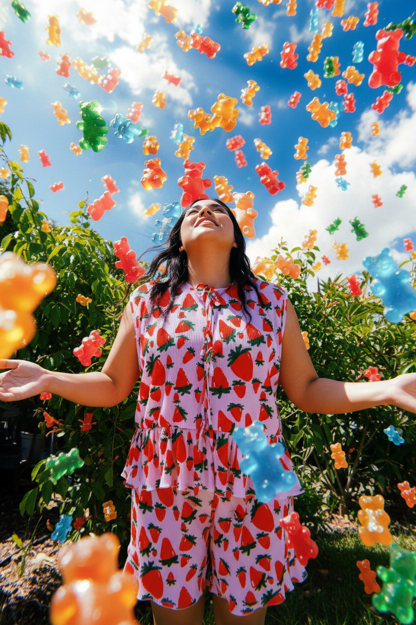 TABY ORIGINAL: Strawberry Fields Plisse Short/Vest Set In Sizes XS-5X!***