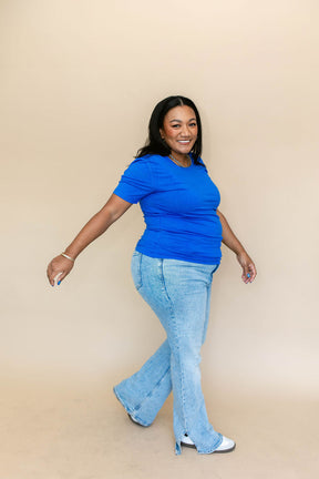 TABY ORIGINAL: Versa Tee In NEW YEAR BLUE*** IN SIZES XS-5X** BUNDLE AND SAVE***