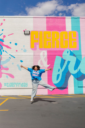 TABY ORIGINAL: BLAH BLAH  Boxy Tee In HAWAII BLUE*** 2 sided flippable neckline***