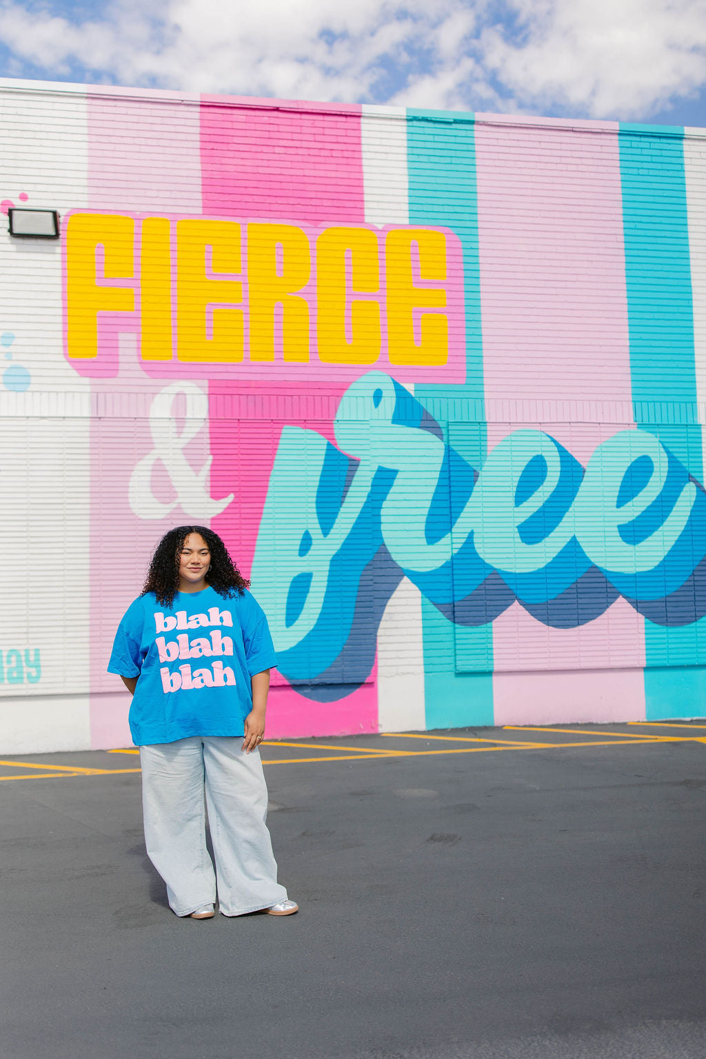 TABY ORIGINAL: BLAH BLAH  Boxy Tee In HAWAII BLUE*** 2 sided flippable neckline***