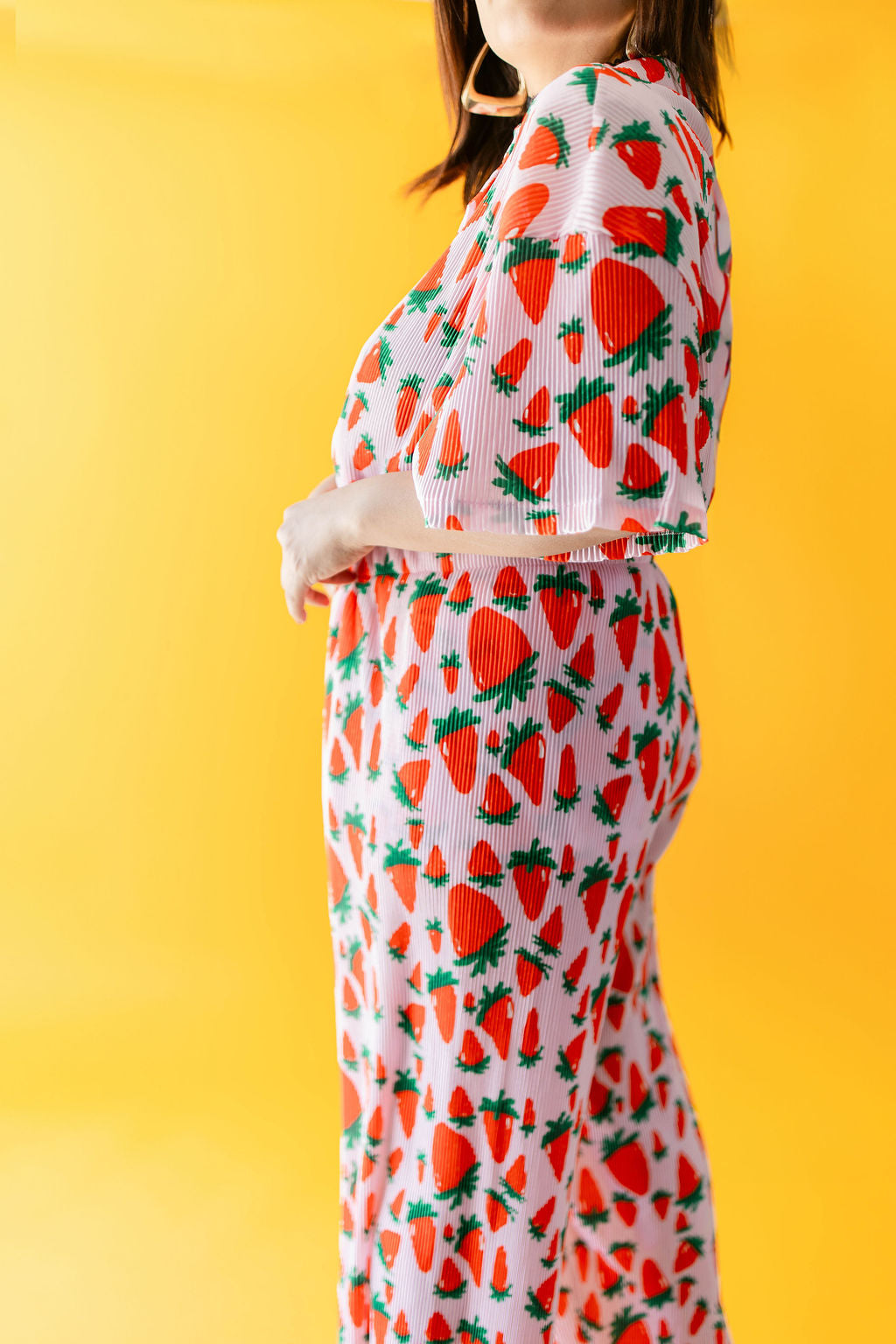TABY ORIGINAL: Strawberry Fields Plisse Pant Set In Sizes XS-5X***