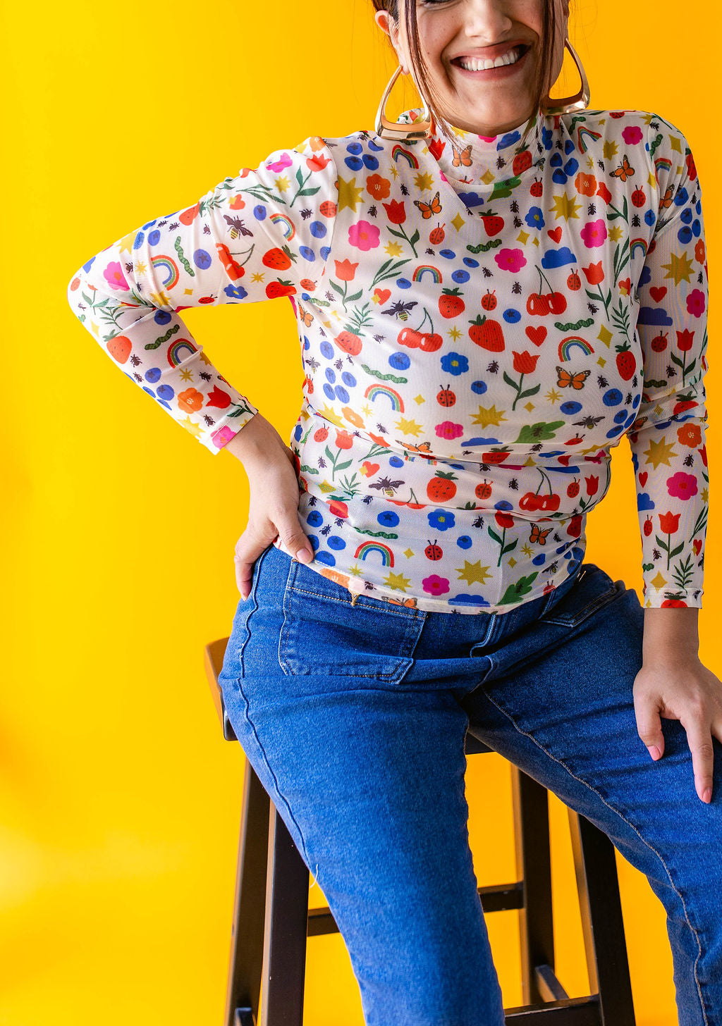 TABY ORIGINAL: Mañana Será Bonito Peekaboo Mesh top IN SIZES XS-5X***
