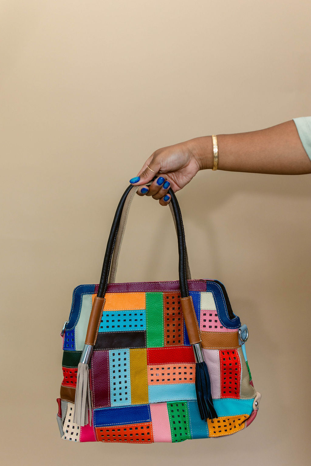 Patchwork Plaid Convertible Bag