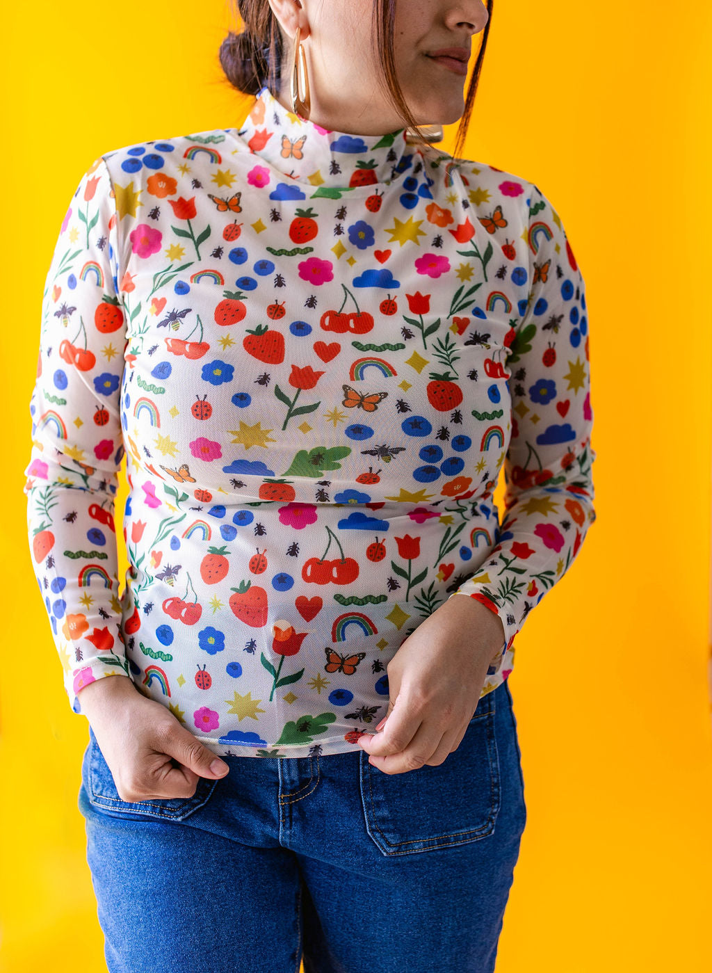 TABY ORIGINAL: Mañana Será Bonito Peekaboo Mesh top IN SIZES XS-5X***