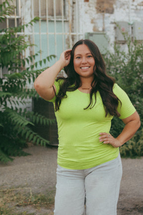 TABY ORIGINAL: Versa Tee In GREEN APPLE* IN SIZES XS-5X** BUNDLE AND SAVE***