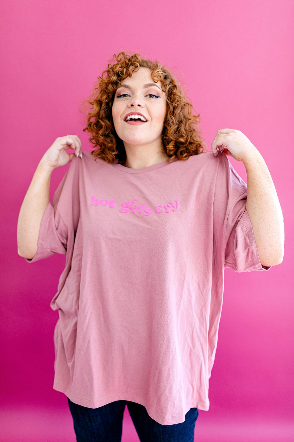 TABY ORIGINAL: Hot Girls Cry Boxy Tee In ORCHID***