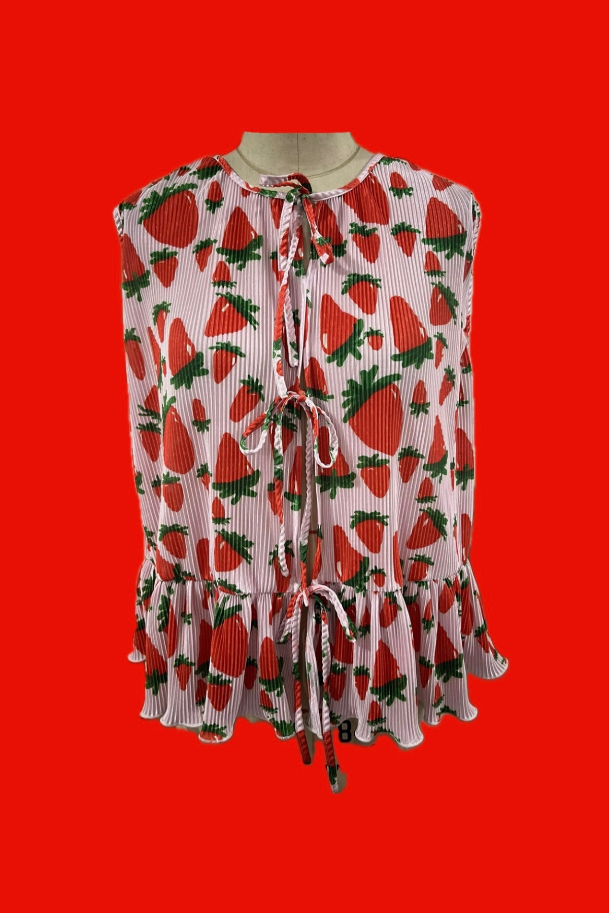 TABY ORIGINAL: Strawberry Fields Plisse Short/Vest Set In Sizes XS-5X!***