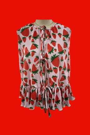 TABY ORIGINAL: Strawberry Fields Plisse Short/Vest Set In Sizes XS-5X!***