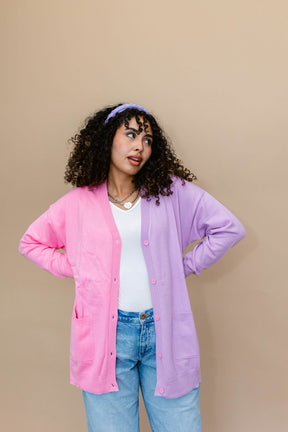 TABY ORIGINAL: The Yin To My Yang Cardigan In LAVENDER & PINK** In Sizes XS-5X!***