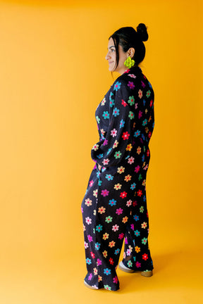 TABY ORIGINAL: Long Sleeve I Feel Bonita Plisse Pant Set In BLACK & in Sizes XS-5X***