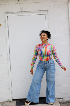 TABY ORIGINAL: Get Noticed Peekaboo Mesh top IN SIZES XS-5X***