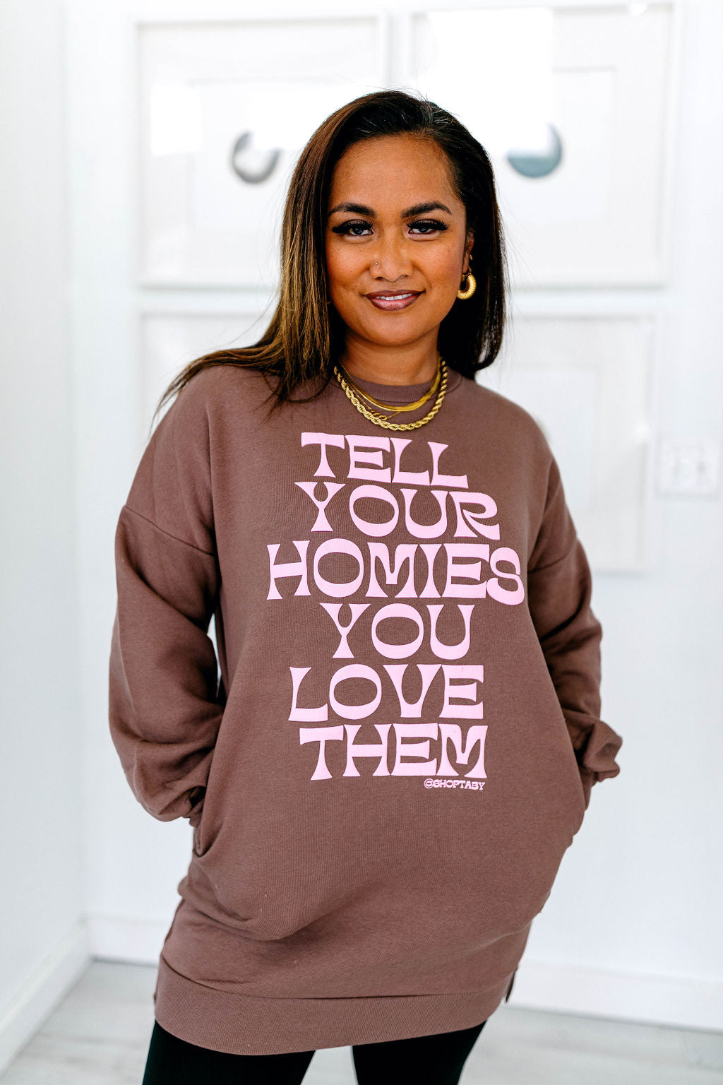 TABY ORIGINAL: Tell Your Homies You Love Them Longline Crewneck PUFF***