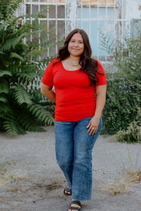 TABY ORIGINAL: Versa Tee In RED*** IN SIZES XS-5X** BUNDLE AND SAVE***