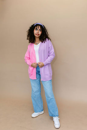 TABY ORIGINAL: The Yin To My Yang Cardigan In LAVENDER & PINK** In Sizes XS-5X!***