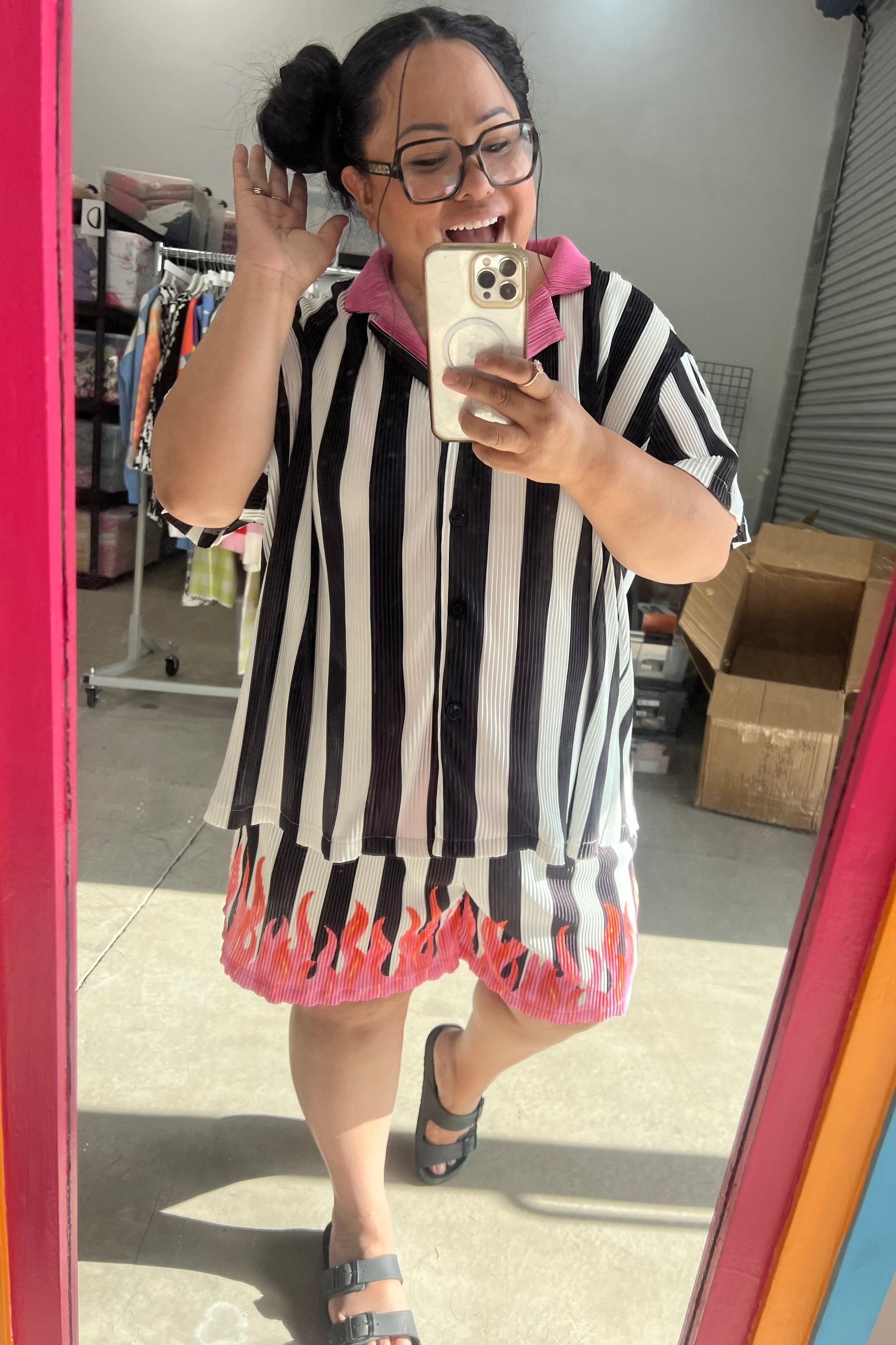 TABY ORIGINAL: Pretty In Flames Short Plisse Set PREORDER PROMO***