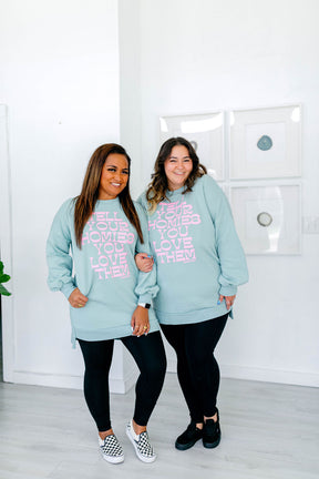 TABY ORIGINAL: Tell Your Homies You Love Them Longline Crewneck PUFF** IN DUSTY MINT***